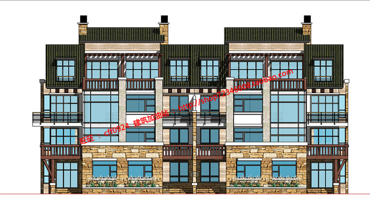 NO00312新农村花园洋房住宅建筑方案设计cad户型图纸su模型-8