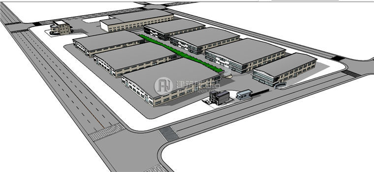 JZ114工业厂房建筑方案设计包含SU模型+cad图纸+效果图-6