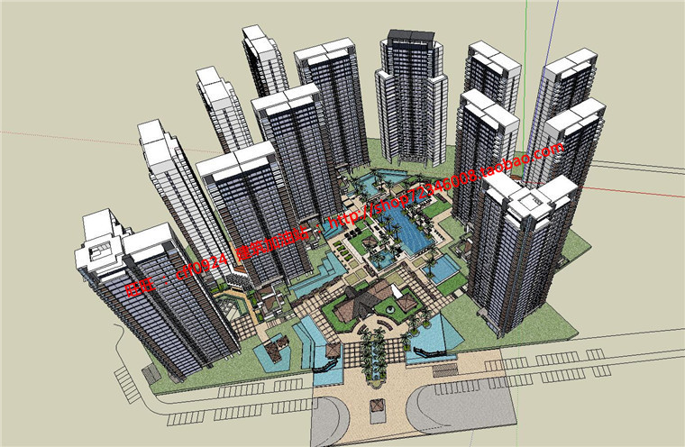 NO01219小区规划项目中标方案设计cad总图户型3dmax模型效果图-13