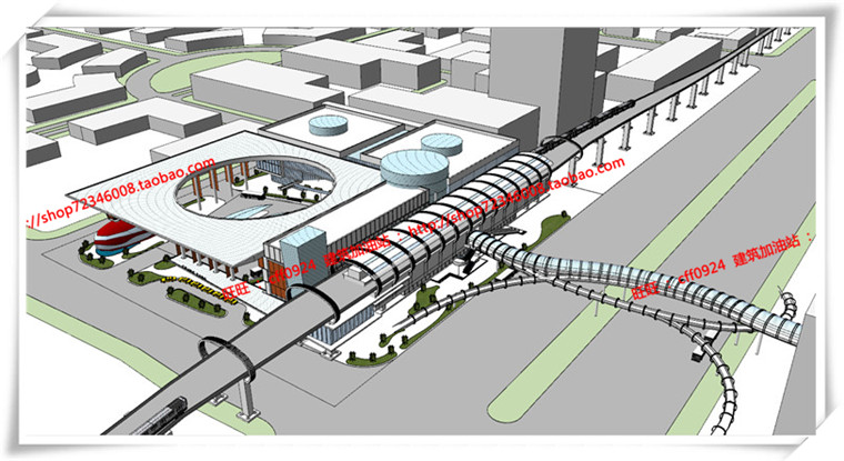 JZ112车辆运输中心客运中心交通枢纽设计cad图纸su模型效果图-8