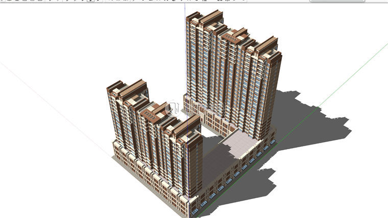 JZ259商住楼住宅商业SU模型+CAD图纸+效果图建筑方案设计-4