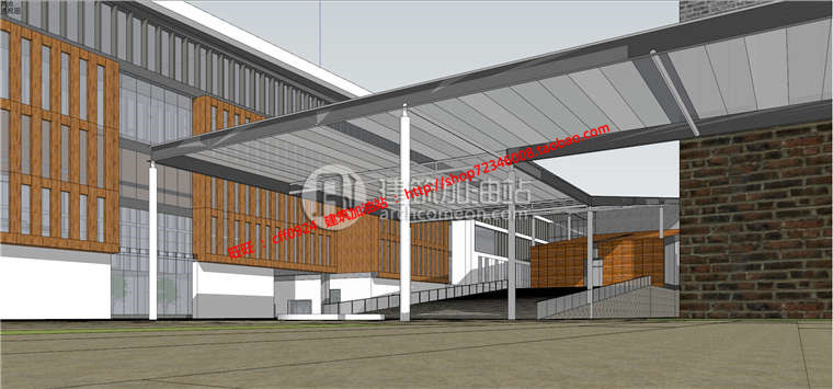 NO00251中学教学楼行政楼办公楼建筑设计 su模型+cad图纸-6