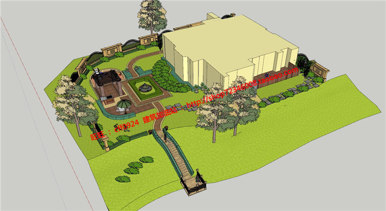 NO01369公园景观设计别墅庭院绿化园林cad总图及su模型-3