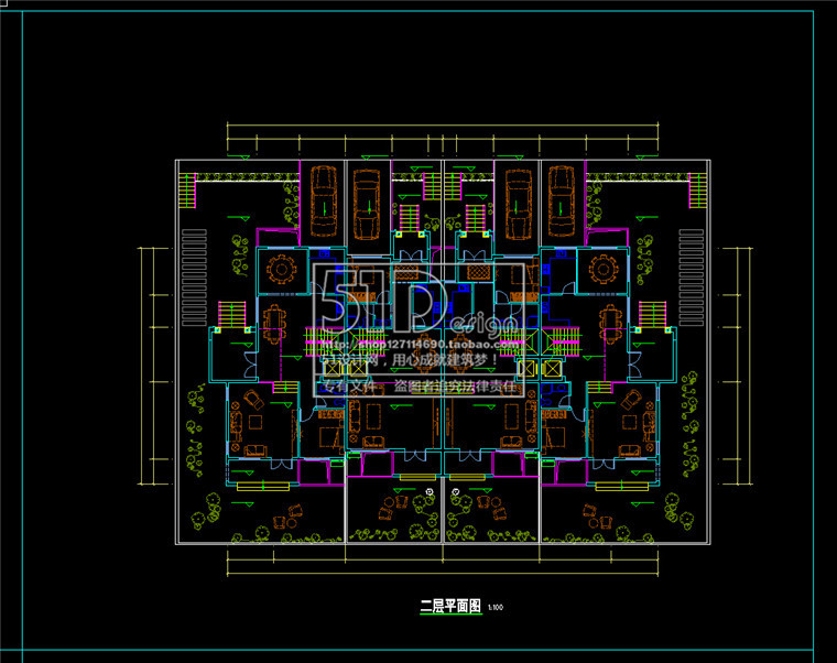 NO00507双拼别墅建筑方案设计cad图纸全su模型-4