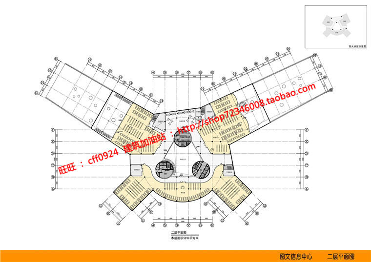 NO01354圆形图书馆建筑方案设计cad总图平立剖文本jpg效果图-14