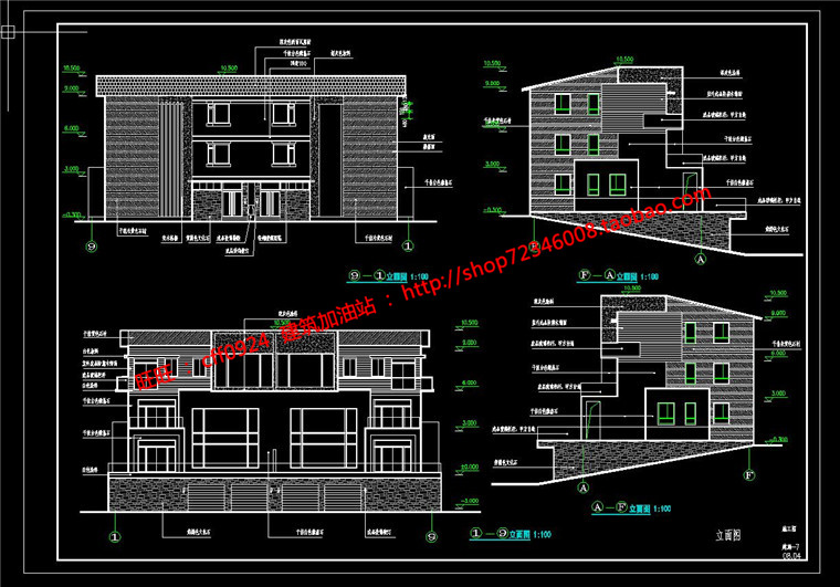 NO01905双拼别墅三层自家建设房屋自建房图纸cad施工图效果图-7