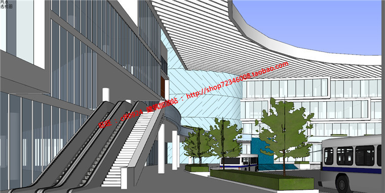 NO00098运输中心汽车站设计客运中心su模型3Dmax效果图cad图纸-12