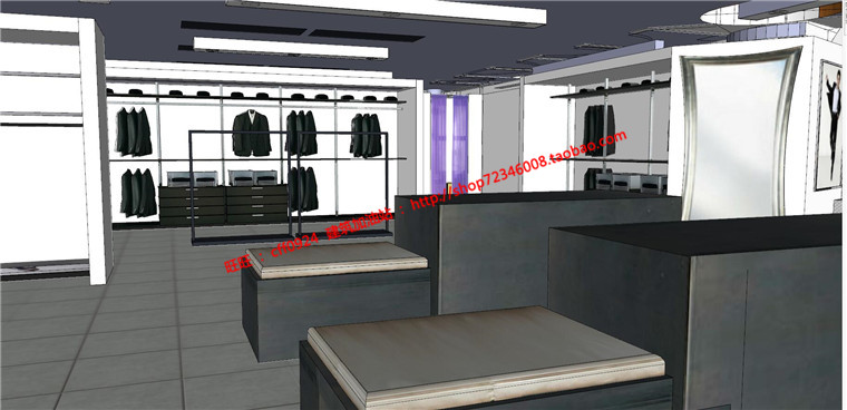 NO01287服装店商业室内设计su模型+cad装修图纸-5
