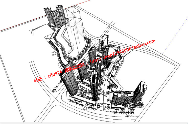 NO00193商业综合体商住楼建筑方案设计su模型cad图纸效果图-9