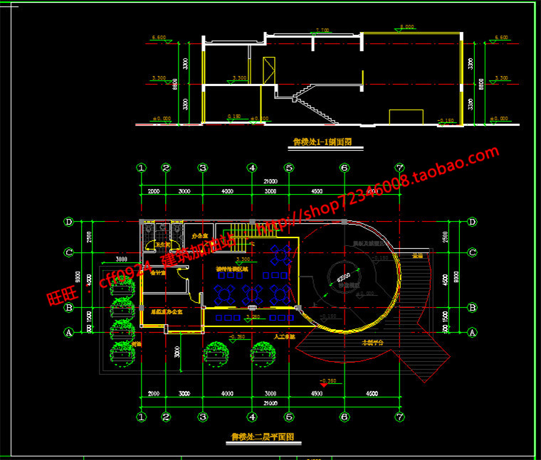 NO00099售楼处建筑方案设计cad图纸平面剖面su模型-7