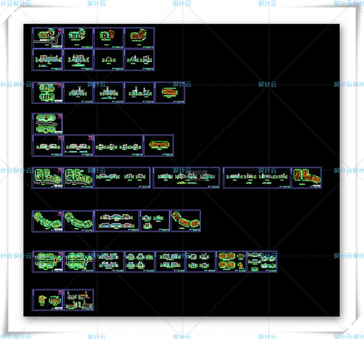 TU00818欧式商业区小镇别墅建筑规划设计cad+su模型+效果图-16