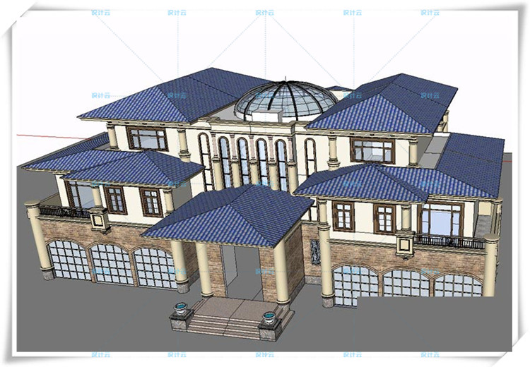 TU00474别墅设计CAD图纸+SU模型+3DMAX模型+效果图20套-3