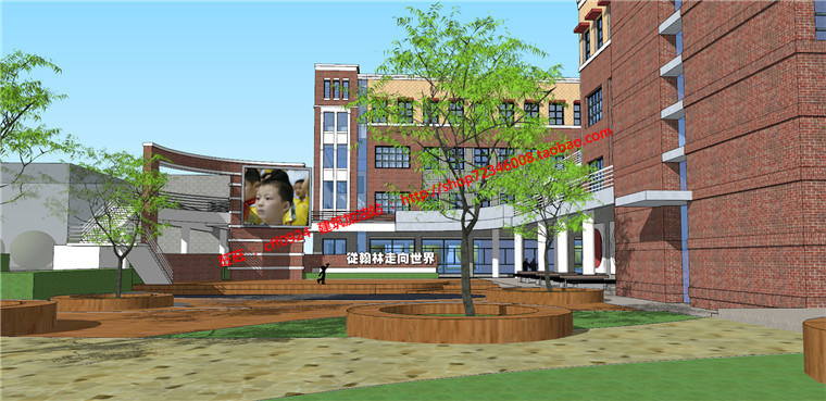 NO00680模型学校中学小学教学楼cad图纸平剖面+SU模型-10
