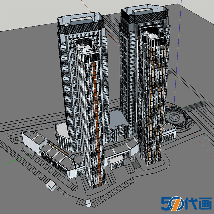 TU03016小区SU平面CAD图建筑规划设计案例文案模型-19