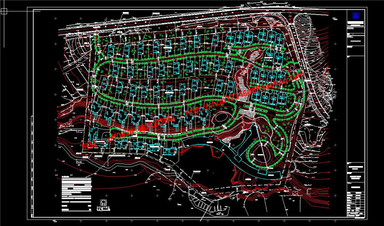 NO01870居住区规划别墅群设计cad总图方案文本景观绿化彩平-2