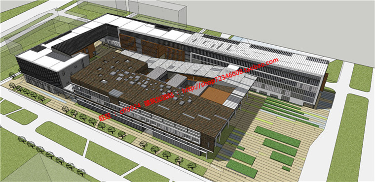 NO00251中学教学楼行政楼办公楼建筑设计 su模型+cad图纸-1