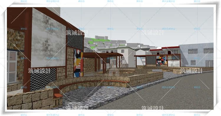 TU00037商业步行街SU+CAD+文本排版/综合体广场商场规划建筑...-2