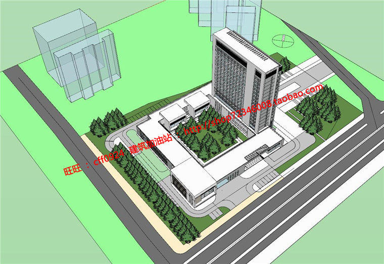 NO01781产业园办公楼建筑方案设计su模型+cad图纸-3