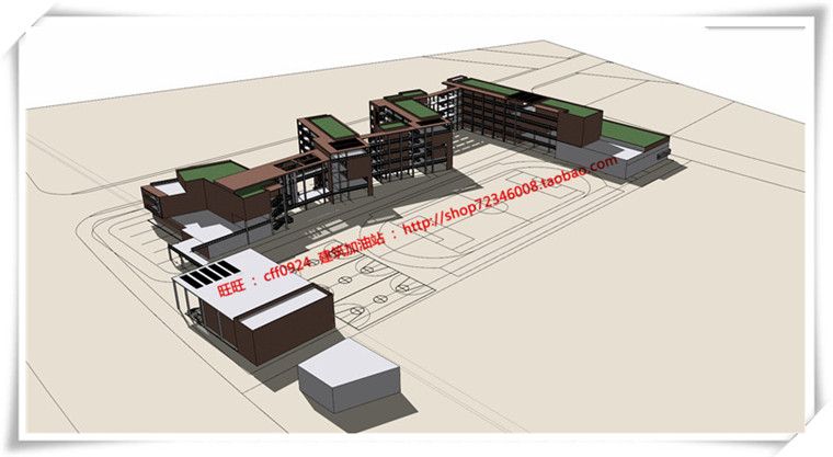 JZ256三林三所公建学校小学cad平立总图+su模型+cad图纸+效果图-10