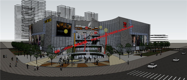 NO00514cad平面图+su模型+效果图商业百货超市购物中心商场建...-12