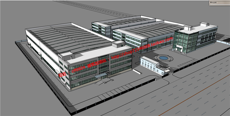 NO00670厂区办公楼厂房设计工业建筑cad图纸su模型3dmax效果图-2