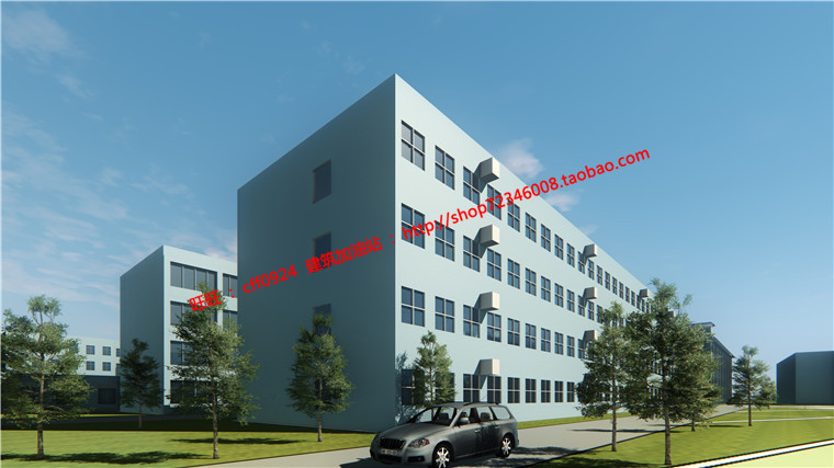 NO01157厂区办公楼多层多栋设计含su模型cad总平图纸效果图-2
