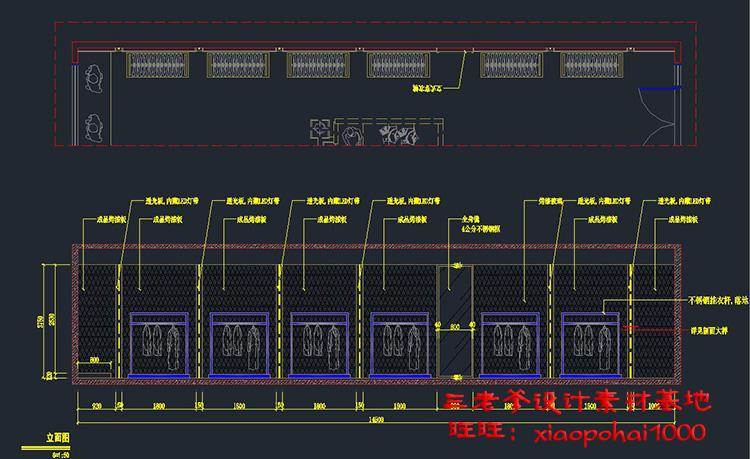 TU03020专卖服装店CAD施工图纸3D效果图库平面图鞋店展示厅...-11