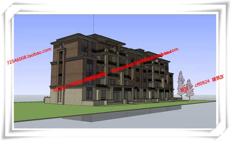 JZ303江西上饶多层住宅cad立面平面总图skp/su/sketchup模型图+...-4