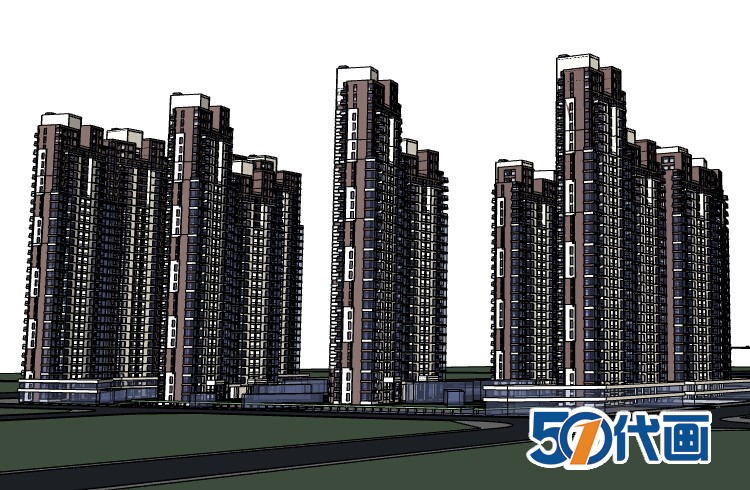 TU03016小区SU平面CAD图建筑规划设计案例文案模型-2