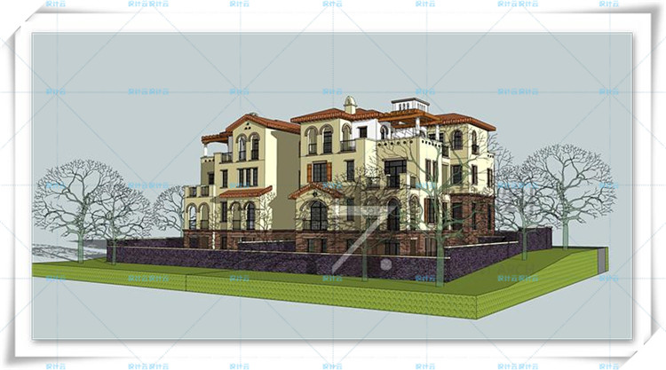 TU00821欧式别墅住宅小区设计CAD平立剖+文本+su模型-11
