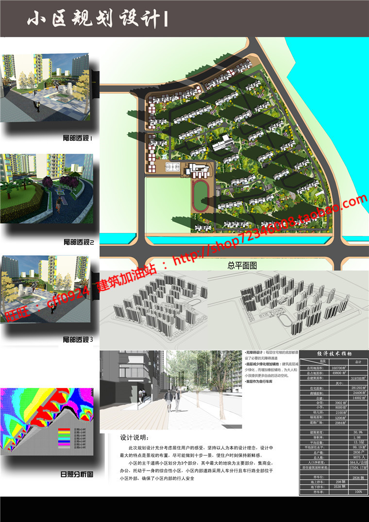 NO01505大型居住区小区规划设计cad图纸su模型psd展板效果图-5