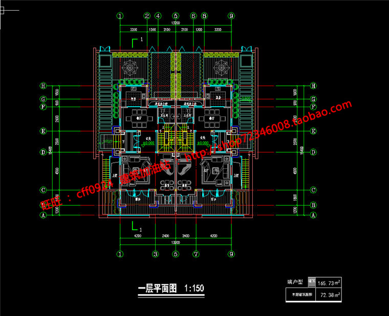 NO00518 su模型+cad施工图平立剖双拼新古典别墅建筑方案设计-10