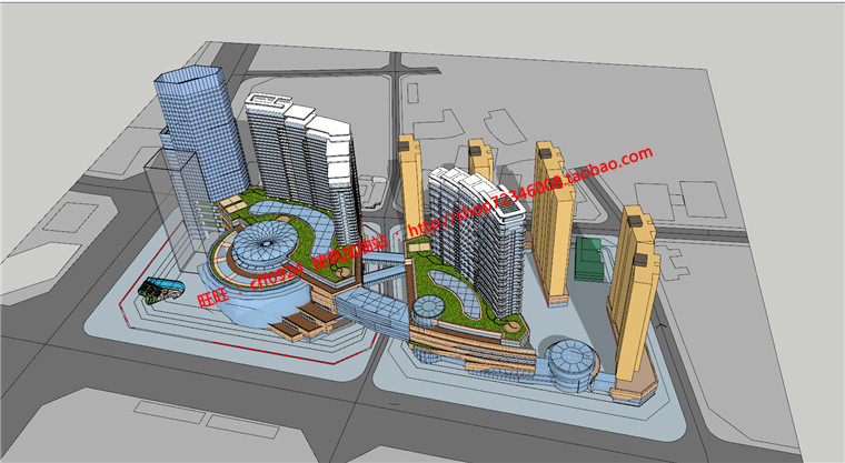 NO00612su草图模型cad图纸效果图文本城市综合体/商业购物中...-6