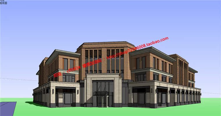 NO00147售楼处会所建筑方案设计su模型+cad图纸+效果图-2