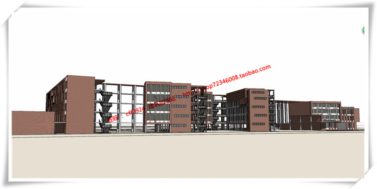 JZ256三林三所公建学校小学cad平立总图+su模型+cad图纸+效果图-8