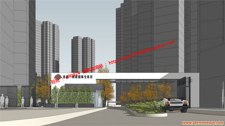 NO01295现代风格大门建筑方案设计cad施工图平立剖总图节点...-1
