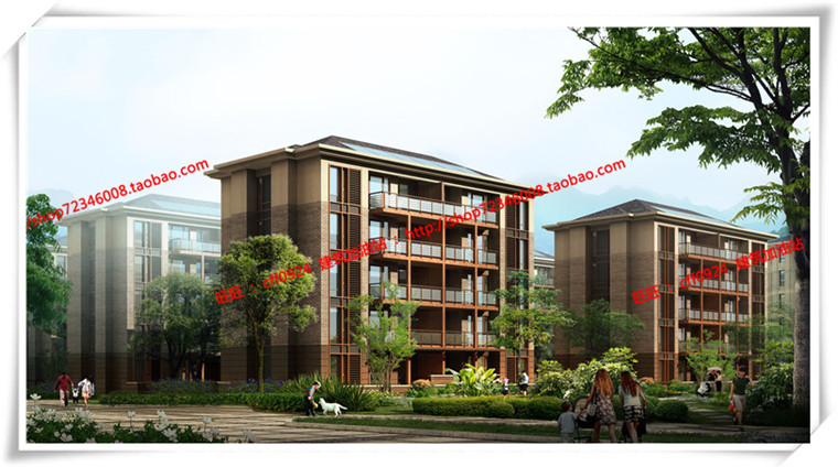 JZ306二期住宅法式欧式简欧多层cad平立面总图+su+效果图-5