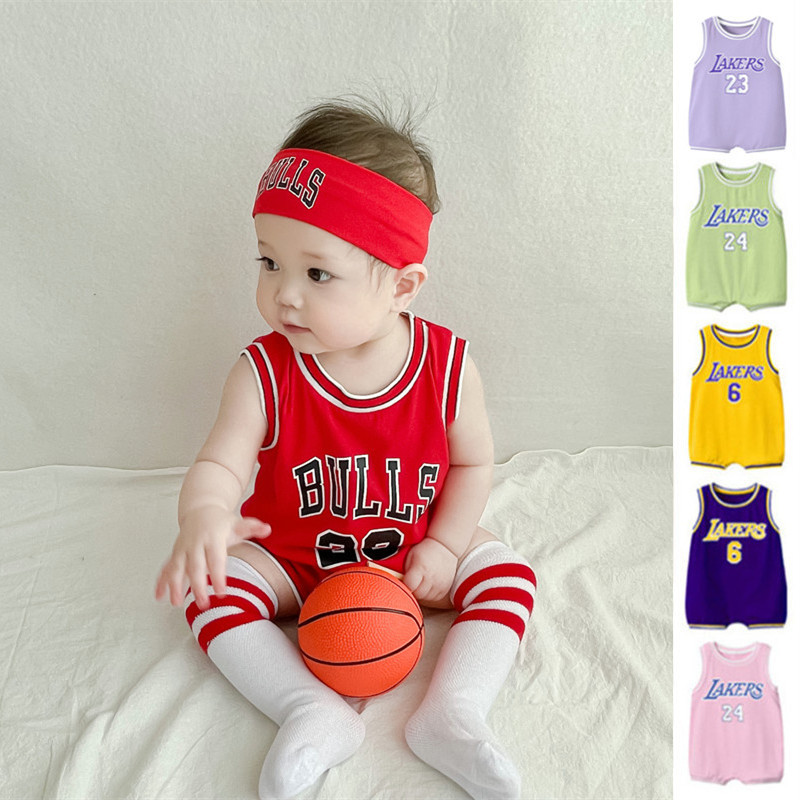 Summer Baby Romper Pure Cotton Photo Shoot Super Cute Basketball Crawling Suit Newborn Baby Onesie Thin Sports Jumpsuit
