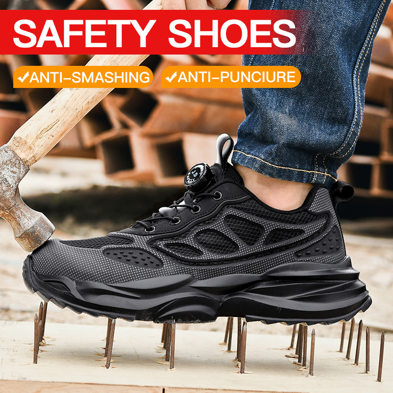 Steel Toe Cap, Widened and Extra Wide for Large Feet, Extra Large Size 46 Safety Shoes, Anti-Smash and Puncture-Resistant Shoes, Size 47, Wear-Resistant Casual Shoes, Size 45