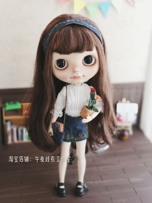 taobao agent [Midnight Baby Clothing Studio] Savage Baby/OB22/OB24/BJD8 points 6 -point baby denim skirt