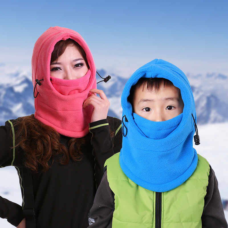 Parent-child warm fleece cap boys and girls warm windproof cap thickened neck cover ear protection face ski cap mask