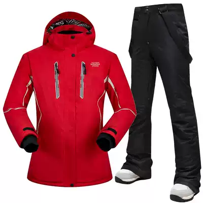2020 winter foreign trade solid color large size thick ski suit women's set windproof Waterproof warm breathable veneer double board