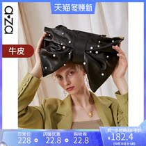 aza bag women autumn 2021 New Tide fashion shoulder bow pleated bag pearl chain leather shoulder bag
