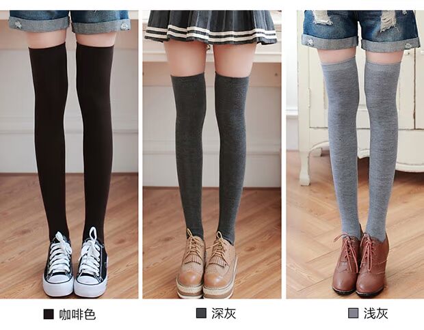 Vớ mùa thu và mùa đông Nhật Bản qua vớ đầu gối vớ chống trượt vớ vớ cotton dày vớ vớ đen và trắng tất đùi nữ dễ thương