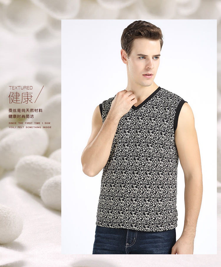 Apo người đàn ông mới của 100% lụa vest vest lụa bông độn bông ấm đồ lót thẳng tay áo áo sơ mi nam