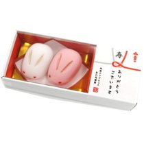 (Part of the stock) Wagashi refrigerator stickers red and white rabbit steamed buns Japanese dessert refrigerator stickers Japanese specialty