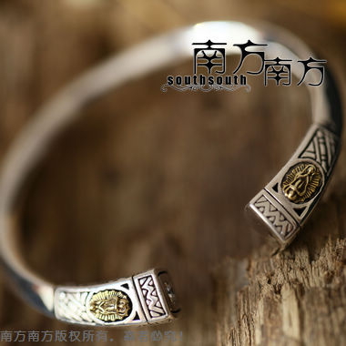 Pray South South Pure Silver Ornaments Thai Handmade Retro Style Ancient Wind Ancient Method Pass Down Female Openings Noble Princess Bracelets