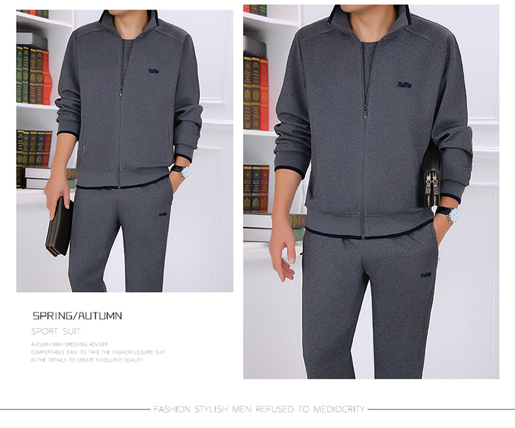 Bộ đồ thể thao nam mùa xuân và mùa thu bộ đồ thể thao giản dị áo bộ adidas