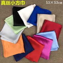 Silk small square towel female black and white royal blue scarf spring and autumn wild mother short mulberry silk scarf solid color gift