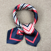 60 silk scarves womens autumn and winter professional scarves blue and white stripes Joker business activities small square decorative silk scarves